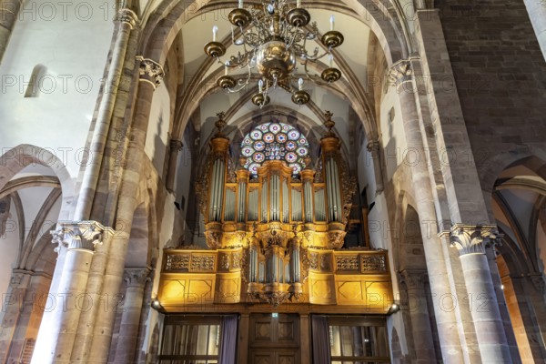 The main organ by Johann Andreas Silbermann in the interior of the Lutheran St. Thomas Church or Église Saint-Thomas), Strasbourg, Alsace, France