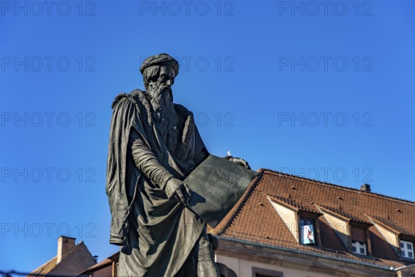 Gutenberg statue on Place Gutenberg, Strasbourg, Alsace, France