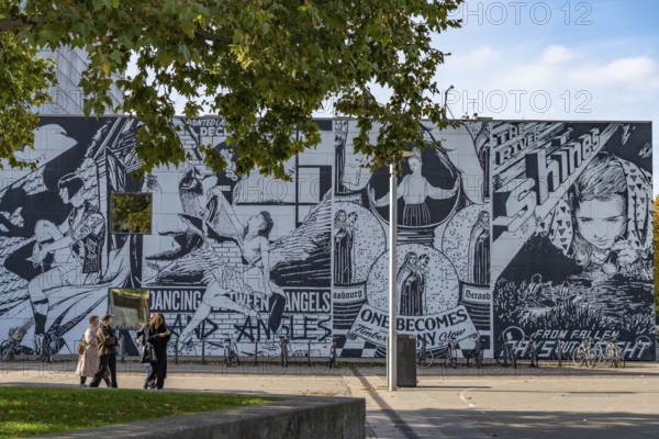 Wall painting on a façade of the MAMCS Museum of Modern and Contemporary Art in Strasbourg, Alsace, France