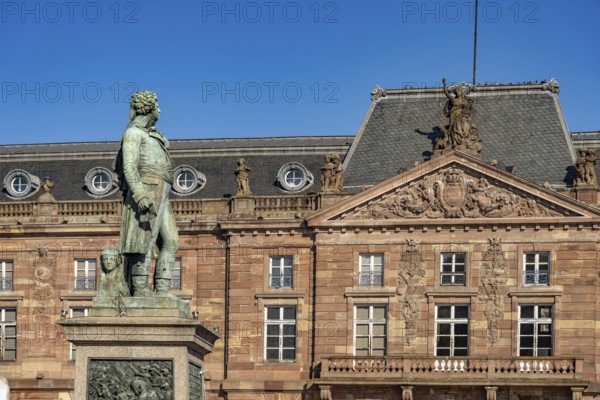 Statue of General Kleber and the Aubette, classical building on Place Kléber in Strasbourg, Alsace, France