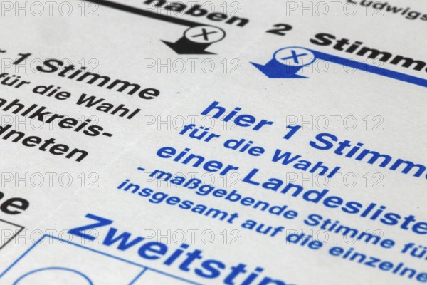 Symbolic picture of state elections: close-up of a ballot paper