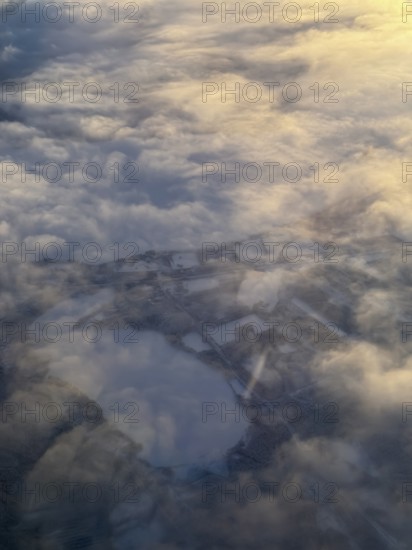 Sea of clouds in morning light, aerial view, Finland