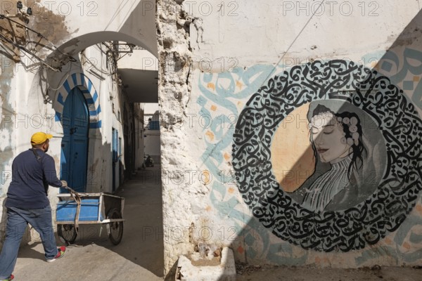Tunis, Tunisia 4th May, 2024 Decorative street art in the narrow streets of Tunis Medina, a UNESCO designated quarter of Tunis, capital of Tunisia, North Africa