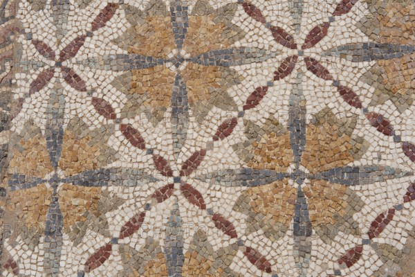 Mosaics at the ancient archaeological ruins of the Phoenician city of Carthage overlooking the Gulf of Tunis and the Mediterranean, Tunis, Tunisia