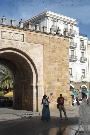 Tunis, Tunisia. 24th May 2024 The old Bab el Bhar a historical city gate and landmark dividing the Medina from the Modern City or Ville Nouvelle in Tunis, the capital of Tunisia, North Africa