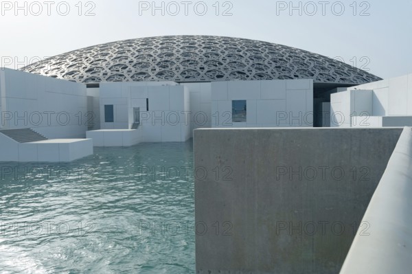 Abu Dhabi, United Arab Emirates. June 23rd 2019 The architecture of the Louvre Abu Dhabi, an art museum located on Saadiyat Island in Abu Dhabi, United Arab Emirates, Middle East