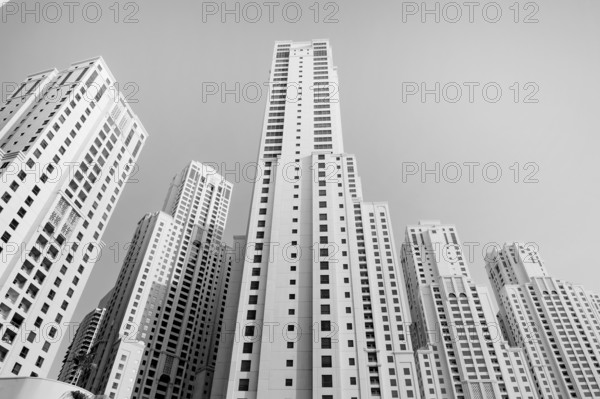 Dubai, United Arab Emirates. July 2nd 2019 Luxury beachside apartments and hotels at Jumeirah Beach, Dubai, UAE