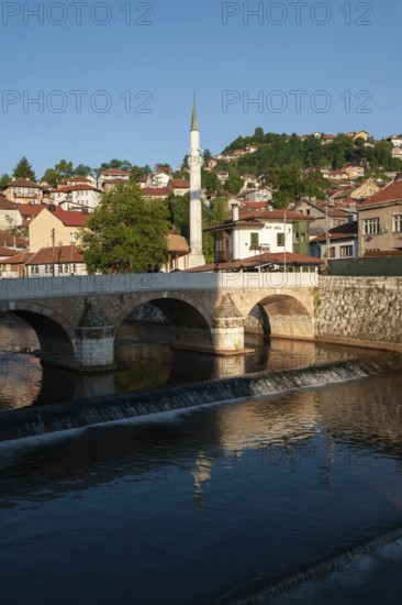 The Šeher-Cehaja Bridge stone bridge crossing the Miljacka River in Sarajevo, Bosnia and Herzegovina