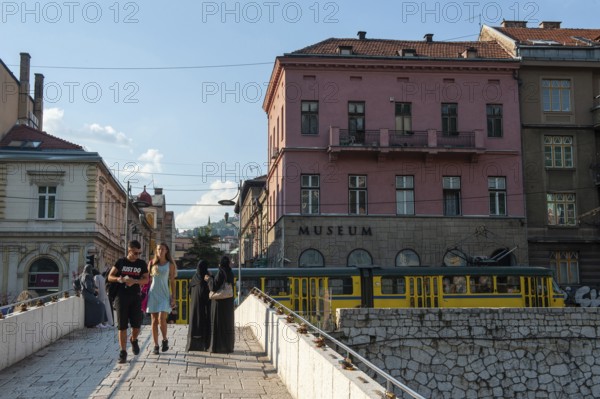 Sarajevo, Bosnia and Herzegovina. July 24th 2019. Museum dedicated to the Assassination of Franz Ferdinand and the Latin Bridge, Sarajevo, Bosnia and Herzegovina