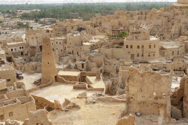 Siwa Oasis, Egypt. March 12th 2018 View of the mud brick houses inside the ancient fortress of Shali in Siwa Oasis, the Great Sand Sea of Egypt