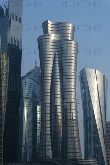 Doha, Qatar. September 20th 2019 Modern glass fronted skyscrapers and office towers line the Doha skyline, Qatar