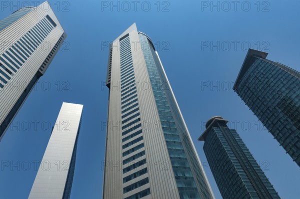 Doha, Qatar. September 20th 2019 Modern glass fronted skyscrapers and office towers line the Doha skyline, Qatar