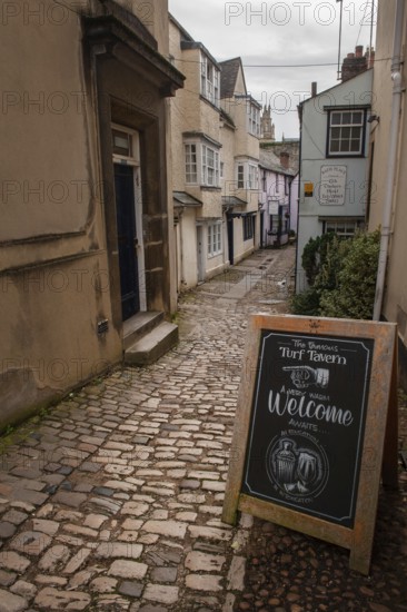 Oxford, England, UK. February 2nd, 2020 Hollywell Street entrance to the Turf Tavern Pub, Bath Place, Oxford City center