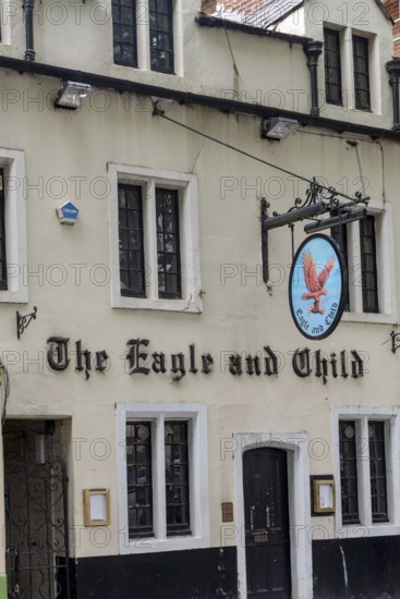 Oxford, England. July 25th 2023 The Eagle and Child Pub in St. Giles, Oxford. The iconic pub was frequented by writers such as Tolkein, CS Lewis and a literary group known as the Inklings
