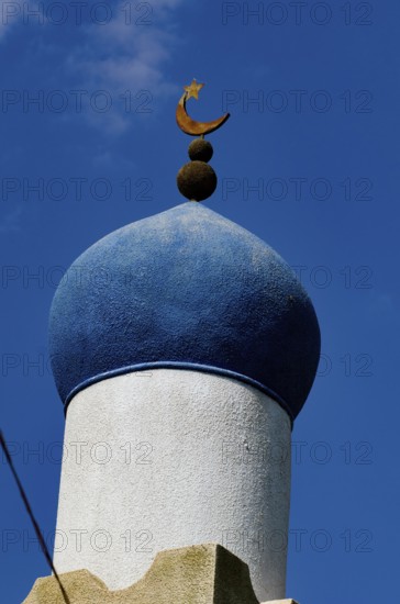 Muscat, Oman. May 28th 2014 Blue minaret of an Omani Mosque near Muscat, Oman