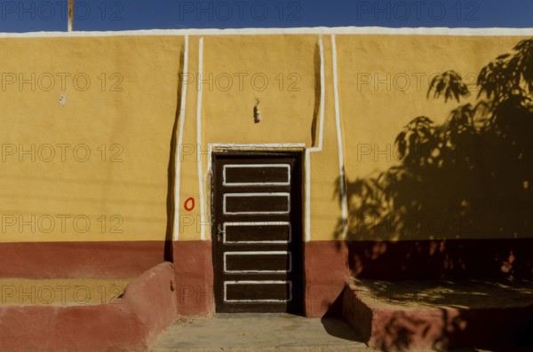 Aswan, Egypt. 9th January 2013 Beautiful painted house of resettled Nubians in a village near Kom Ombo, Upper Egypt