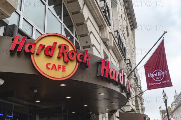 London, United Kingdom. August 2nd 2023 Brand Sign for the Hard Rock Café, Piccadilly Circus, Central London, United Kingdom