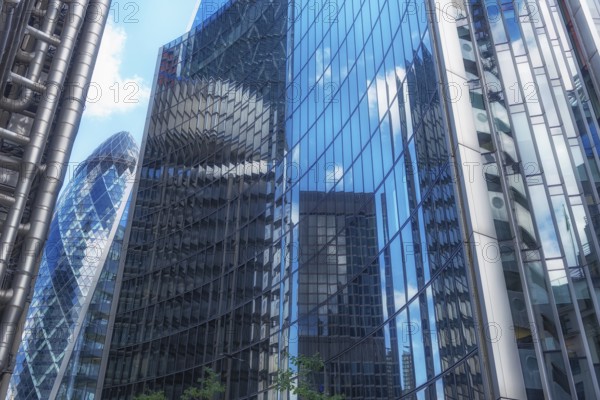 London, United Kingdom. July 9th 2022 Glass fronted offices of the international banking and financial district of the City of London, UK
