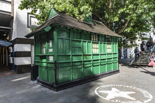 London, United Kingdom, June 28th 2022 Traditional Green London Cab Drivers Shelter near Charring Cross Underground Station. Westminster, UK