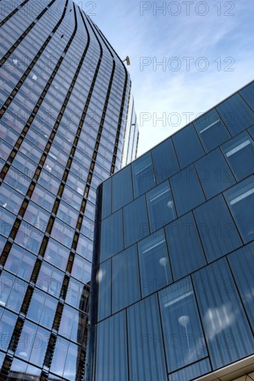Dynamic high rise glass fronted British architecture, a business district on the south bank of the River Thames in London, capital city of the United Kingdom