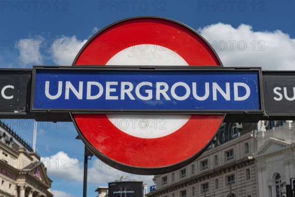 London, United Kingdom. July 9th 2022 Iconic London Underground Tube sign above the entrance to Oxford Circus Tube Station in the British capital, London, Great Britain