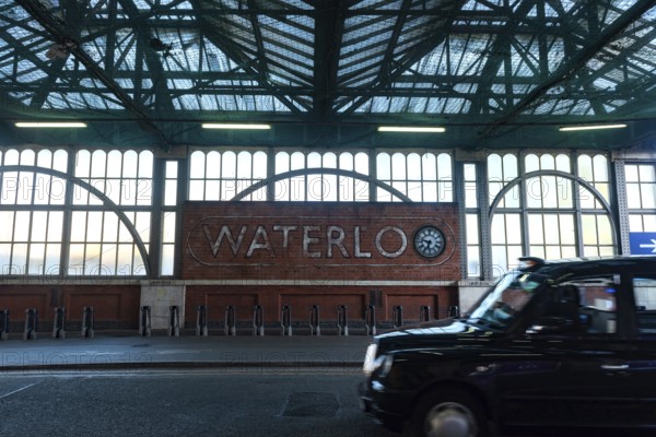 London, United Kingdom. October 10th 2023 Sign for London Waterloo Station, a busy commuter station, part of the National Rail network in the United Kingdom