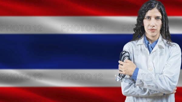 Thai national health system, Medical professional on Thailand flag background