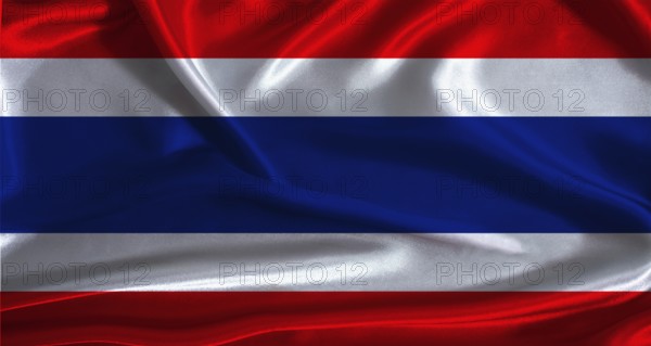 Thailand flag with cloth textured background. National flag of Thailand with realistic texture