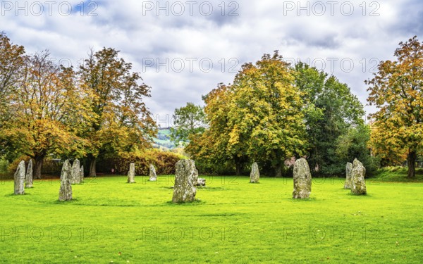 Autumn colors over Llanrwst, River Conwy, Conwy County Borough, Wales, UK