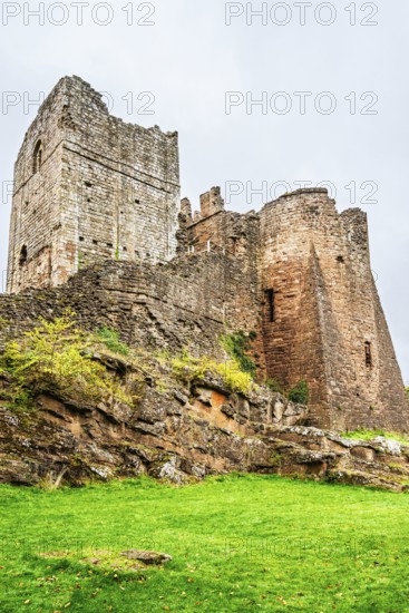 Autumn colors over Goodrich Castle, River Wye, Goodrich, Herefordshire, UK