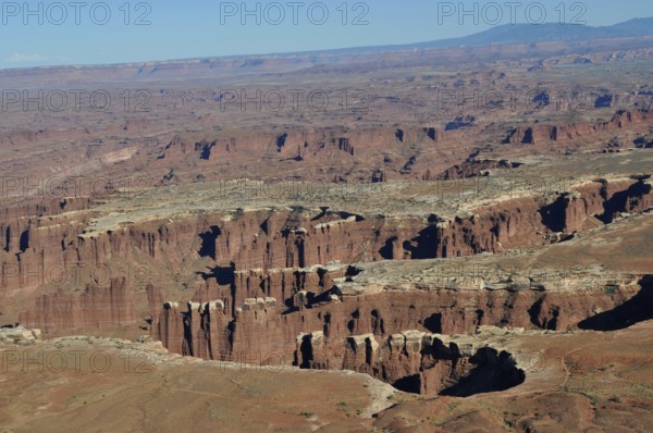 Wide canyon landscape with deeply cut gorges and red rocks, Canyonlands National Park, Island in the Sky, Utah, USA