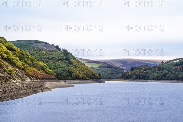 Caban Coch Dam, Elan Valley, Caban-Coch Reservoir, Rhayader, Wales, UK