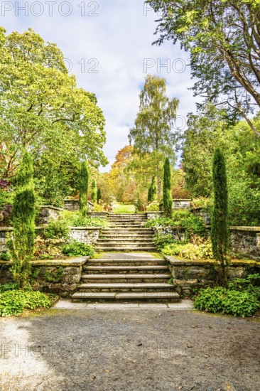 The color of autumn in Bodnant House and Garden, Conwy River, Colwyn Bay, Conwy, Wales, United Kingdom