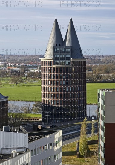 Regus Roermond Looskade, business center in Roermond, aerial view from the Ferris wheel, Limburg Province, Netherlands