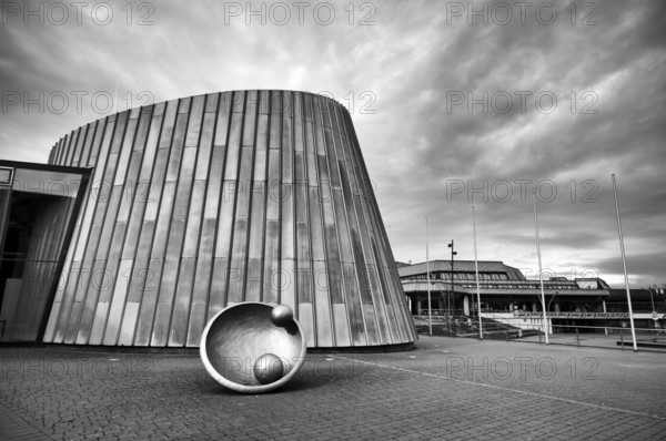 Music School and Schwabendlandhalle, Schwarz-Weiß, Fellbach, Baden-Württemberg, Germany