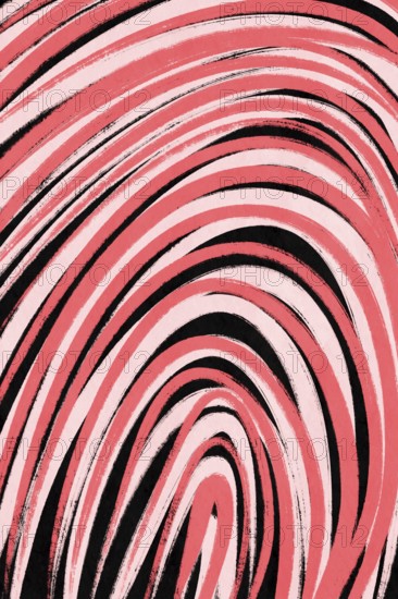 A bold, minimalistic illustration featuring swirling pink and black lines against a white backdrop. This design captures a dynamic, abstract movement ideal for modern decor