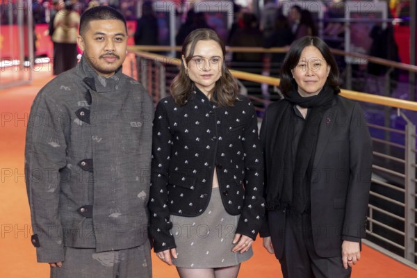 Kim Yutani, Lena Urzendowsky, Khozy Rizal on the Red Carpet in front of the closing gala of the 76th Berlinale at the Theater am Potsdamer Platz Berlin on 21.02.2026. The 76th Berlin International Film Festival will take place from February 12 to 22, 2026