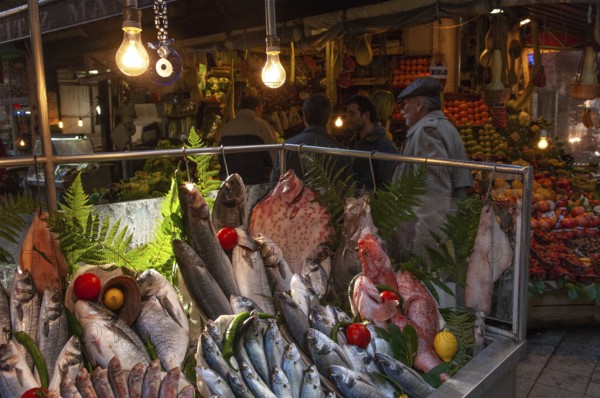 Istanbul, Turkey. 11th January 2010 Fresh fish for sale in Balik Pazari, Beyoglu near Istiklal street, Istanbul, Turkey