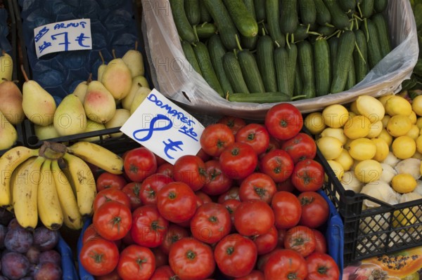Istanbul, Turkey, September 28th 2018 Fruit and vegetables for sale at an Istanbul market during rising economic situation in Turkey