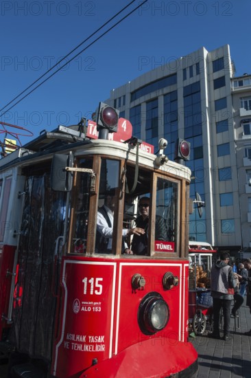 Istanbul, Turkey. November 30th 2019 Traditional Tram, Taksim square at the beginning of Istiklal street, Istanbul, Turkey