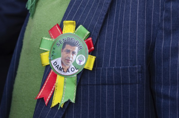 Istanbul, Turkey. April 12th 2015 Showing support for Selahattin Demirtas at the launch of HDP election campaign, Kadikoy, Istanbul, Turkey