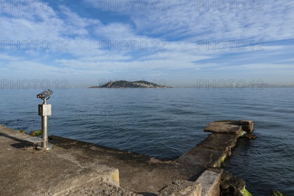 Beautiful panoramic sea view from Burgazada one of the Prince's Islands, part of the archipelago in the Sea of Marmara on the coast of Istanbul, Turkey
