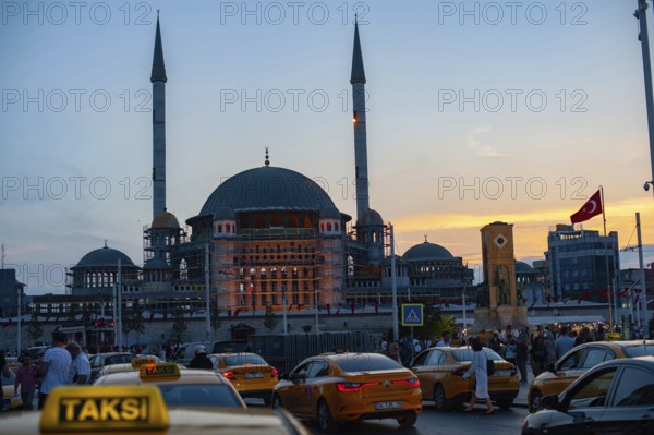 Istanbul, Turkey. June 7th 2019 Controversial new Mosque construction in Taksim Square on the European side of Istanbul