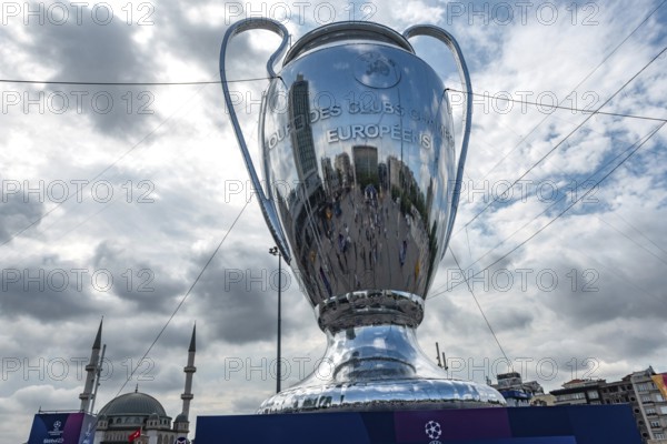 Istanbul, Turkey. June 9th 2023 A Giant inflatable Champions League Trophy in Taksim Square, Istanbul Turkey