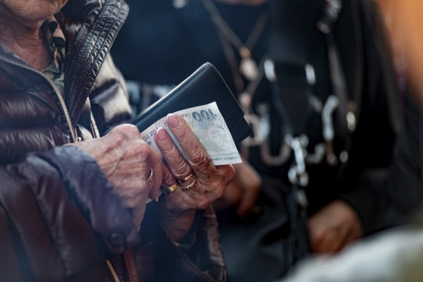 Istanbul, Turkey. November 9th 2022 One Hundred Lira Turkish Bank Note, the currency in Turkey during a financial crisis involving inflation and exchange devaluation