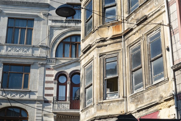 Istanbul, Turkey. October 22nd 2021 Newly restored and neglected architecture in the Fener and Balat neighbourhood, off the beaten track in Istanbul, Turkey