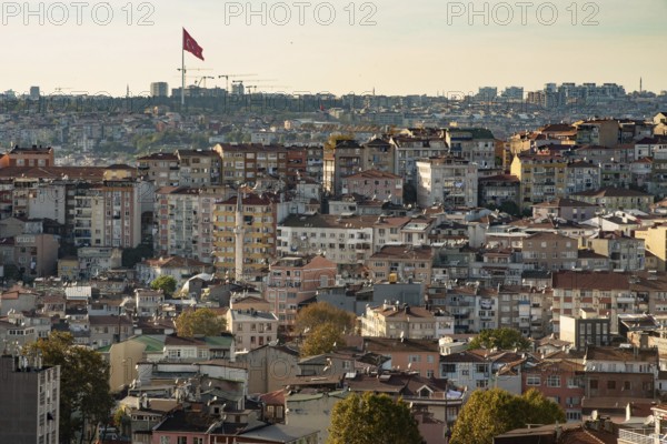 Istanbul, Turkey. November 14th 2023 A cityscape view of the crowded Kasimpasha neighbourhood of Istanbul, largest city in Turkey