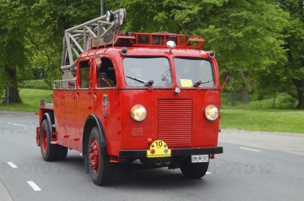 Scania Vabils veteran fire truck built in 1940 at fire truck rally in Ystad, Skåne County, Sweden, Scandinavia