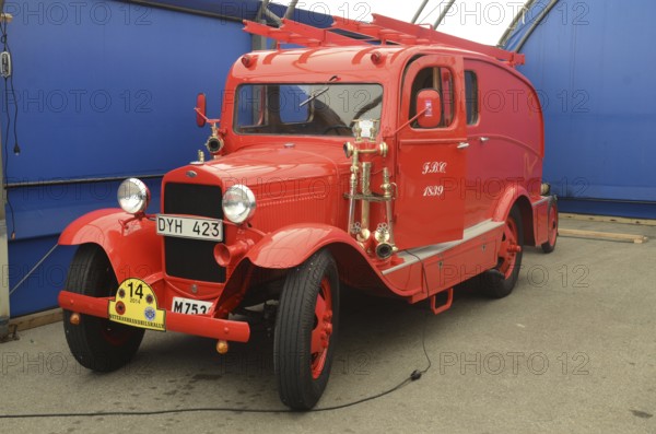 Ford veteran fire truck built in 1931 at fire truck rally in Ystad, Skåne County, Sweden, Scandinavia