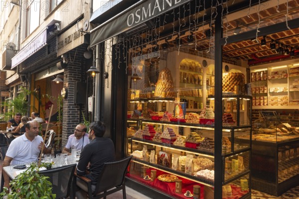 Istanbul, Turkey. August 18th 2021 Sweet Shops and Cafe Cafes, Bars and Restaurants in the up and coming trendy Karakoy neighbourhood near Galata port on the European side of Istanbul, Turkey